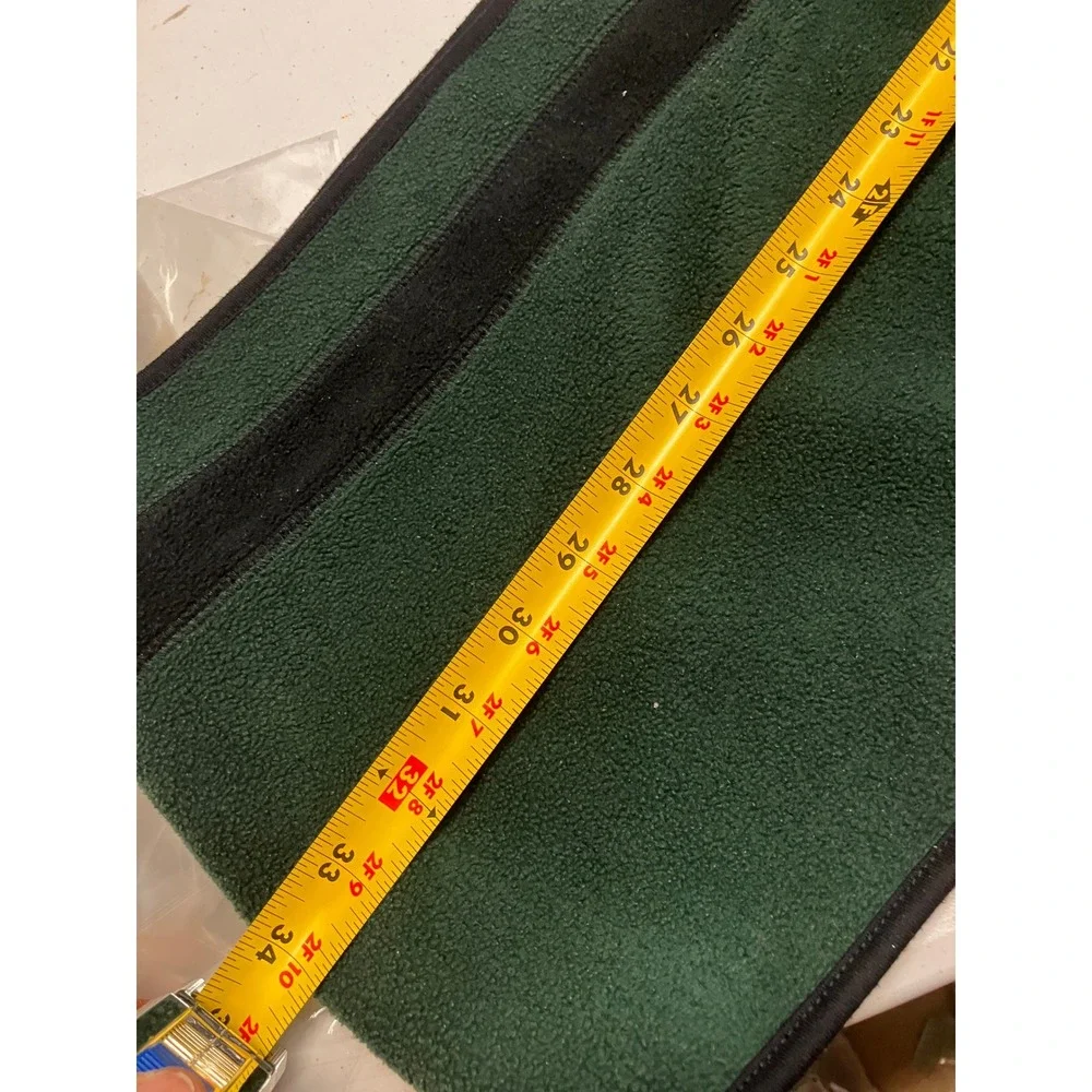 Vintage Tommy Hilfiger Fleece Scarf Green Black Stripe Embroidered Flag Logo